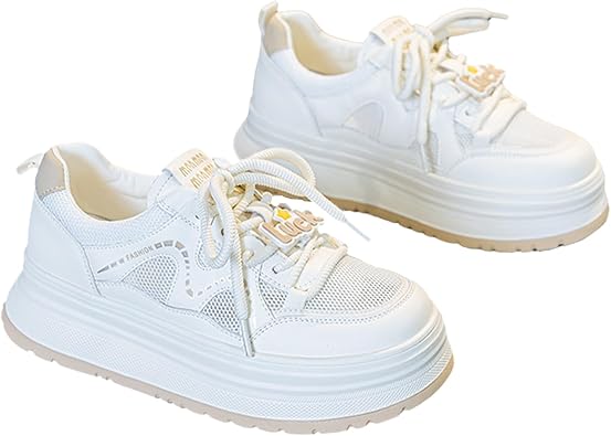Womens Tweed Platform Sneakers - Vintage Fluffy Edge Casual Shoes, Chunky Sole Comfort Walking Fashion Footwear