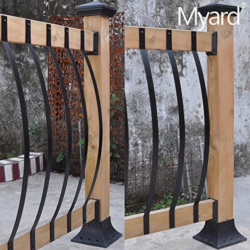 Myard 32-1/4 Inches Grooved Aluminum Deck Balusters With Screws For Facemount Railing Fencing, Arc Arch Style (50-Pack, Matte Black) #TOP7