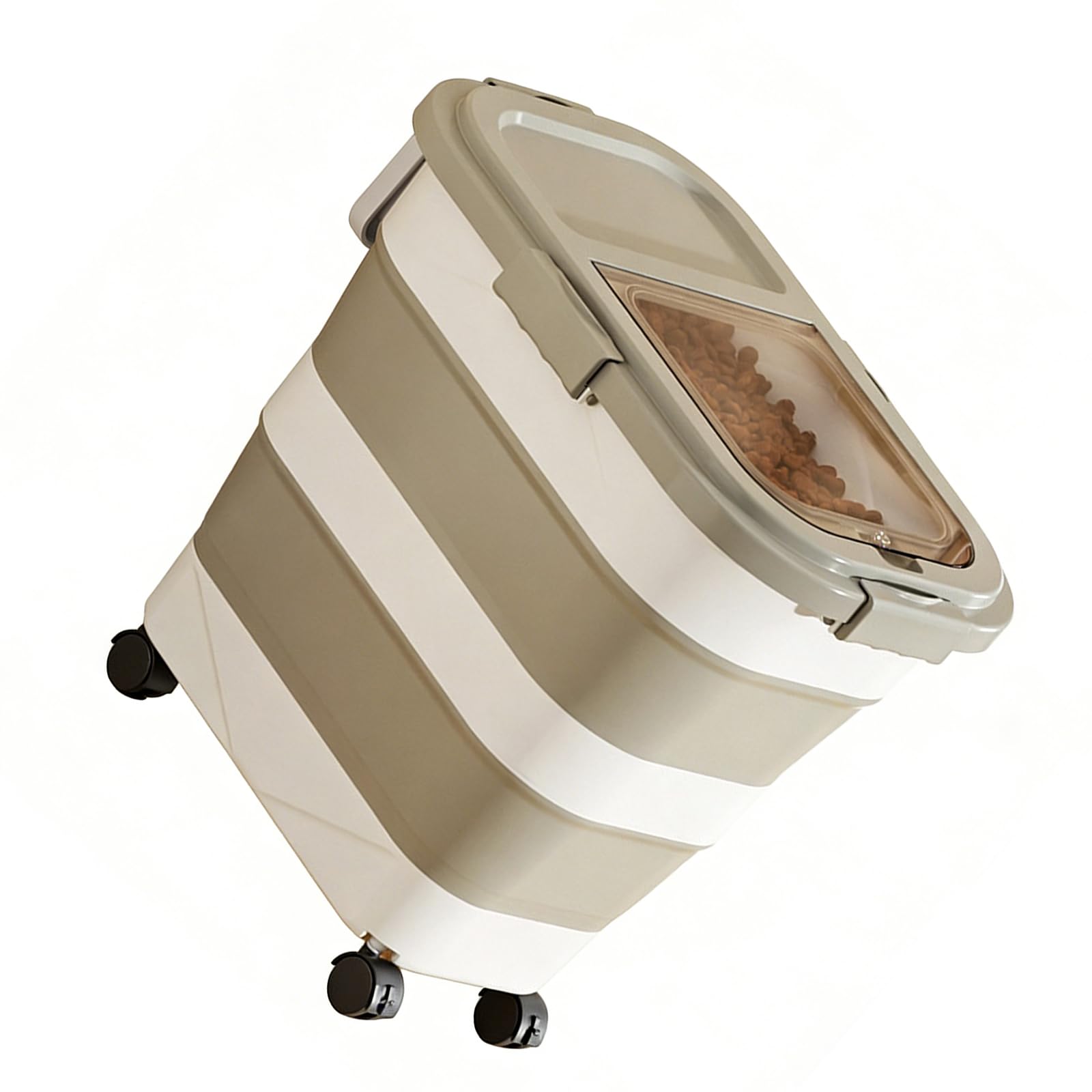 Foldable Rice Storage Container with 3 Changeable Levels Tight Lid and for Kitchen Organization PP Rice Dispenser