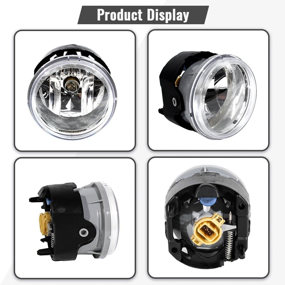 Halogen Fog Light Lamp Assembly Fit for Dodge Grand Caravan 2011 2012 2013 2014 2015 2016 2017 | Black & Clear | Replace for 5182022AA | CH2592146 (Single Fog Lamp)