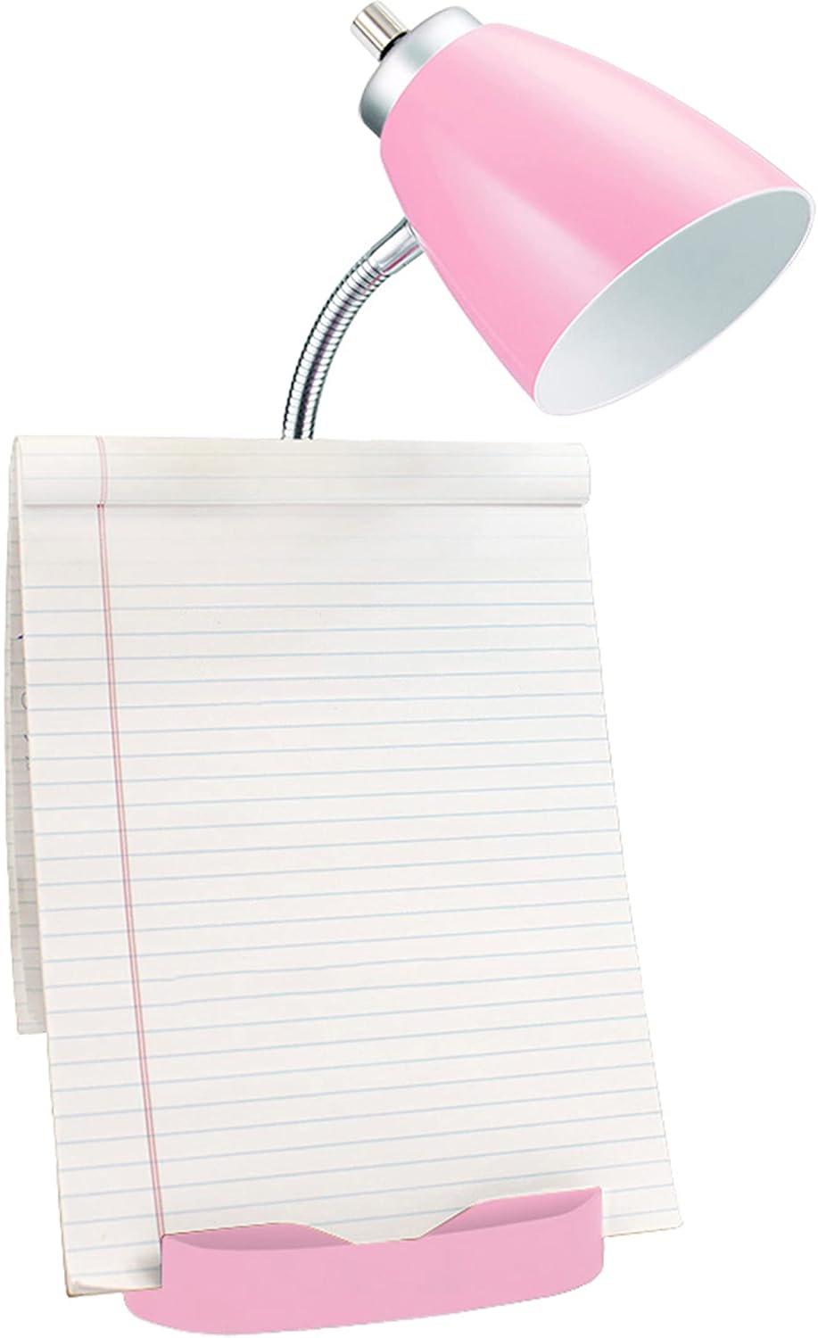 Simple Designs LD1056-PNK Gooseneck Organizer Desk Lamp with iPad/Tablet Stand or Book Holder and USB Port, Pink - (Pack of 6)