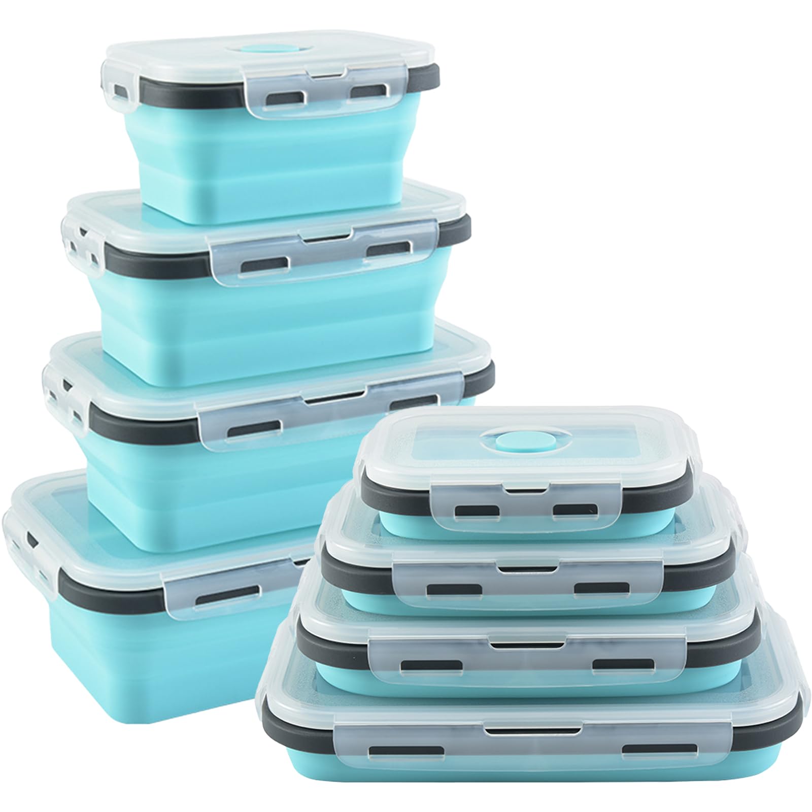 Movstriker Collapsible Silicone Food Storage Containers with Lids, 4 Pack Set Portable Bento Lunch Box Meal Prep Containers Reusable, Space Saving Microwave/Fridge/Freezer/Dishwasher Safe