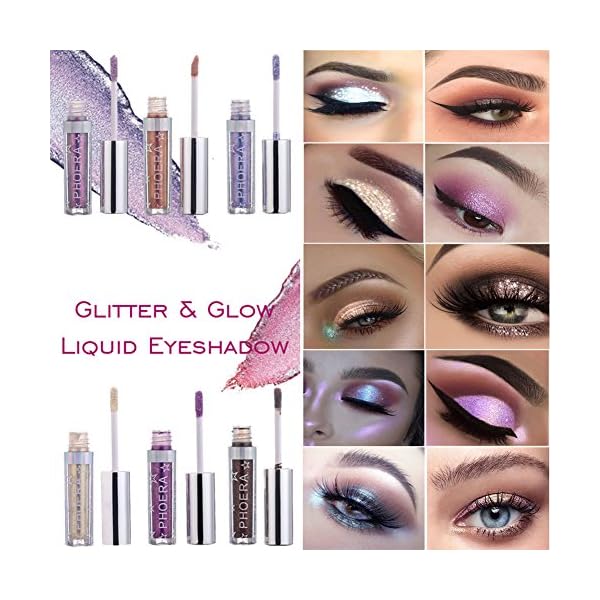 Pretty Comy 12 Colors Liquid Glitter Eyeshadow, Shimmer Liquid Eye Shadow Long Lasting Waterproof High Pigmented Liquid Metallic Eye Shadow