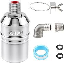 1 Pack Float Valve, 1/2" to 3/4" 304 Stainless Steel Automatic Water Level Control Valve, Auto Shut Off Water Float Valve with Complete Accessories for Water Tank, Livestock Trough, Fish Pond