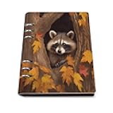 LDGSUPH Raccoon in The Fall Tree Hole Notebook 90 Sheets Personalized Loose Leaf Notebook 6 Ring Binders College Ruled Notebooks Hardcover Spiral Notebooks A5 13.7