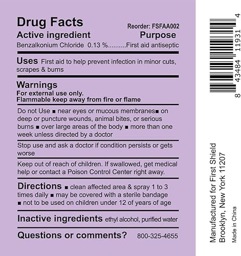Miniatura 5 de Spray antiséptico de primeros auxilios, limpiador de heridas, cloruro de benzalconio para cortes menores, rasguños y quemaduras, 2 onzas, 3 unidades