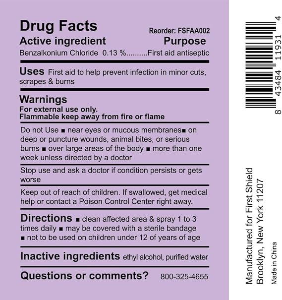 First Aid Antiseptic Spray, Wound Cleaner, Benzalkonium Chloride for Minor Cuts, Scrapes and Burns 2 Oz, 3 Count (Pack of 2)