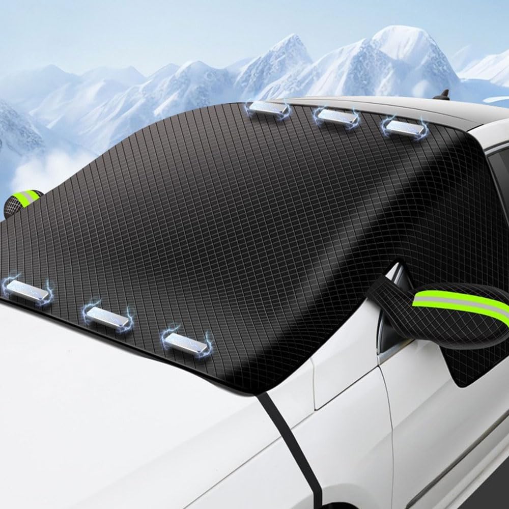 DUAZEP Car Windscreen Cover for Audi Q8 e-tron GE I 2018-2024 for Winter, Car Windscreen and Wing Mirror Windshield Frost Cover, Waterproof Windproof Dustproof