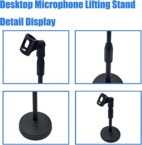 Miniatura 3 de Soporte de elevación de micrófono de escritorio Soporte de micrófono ajustable de mesa con altura de 8.27-12.6 pulgadas para sostener micrófono,