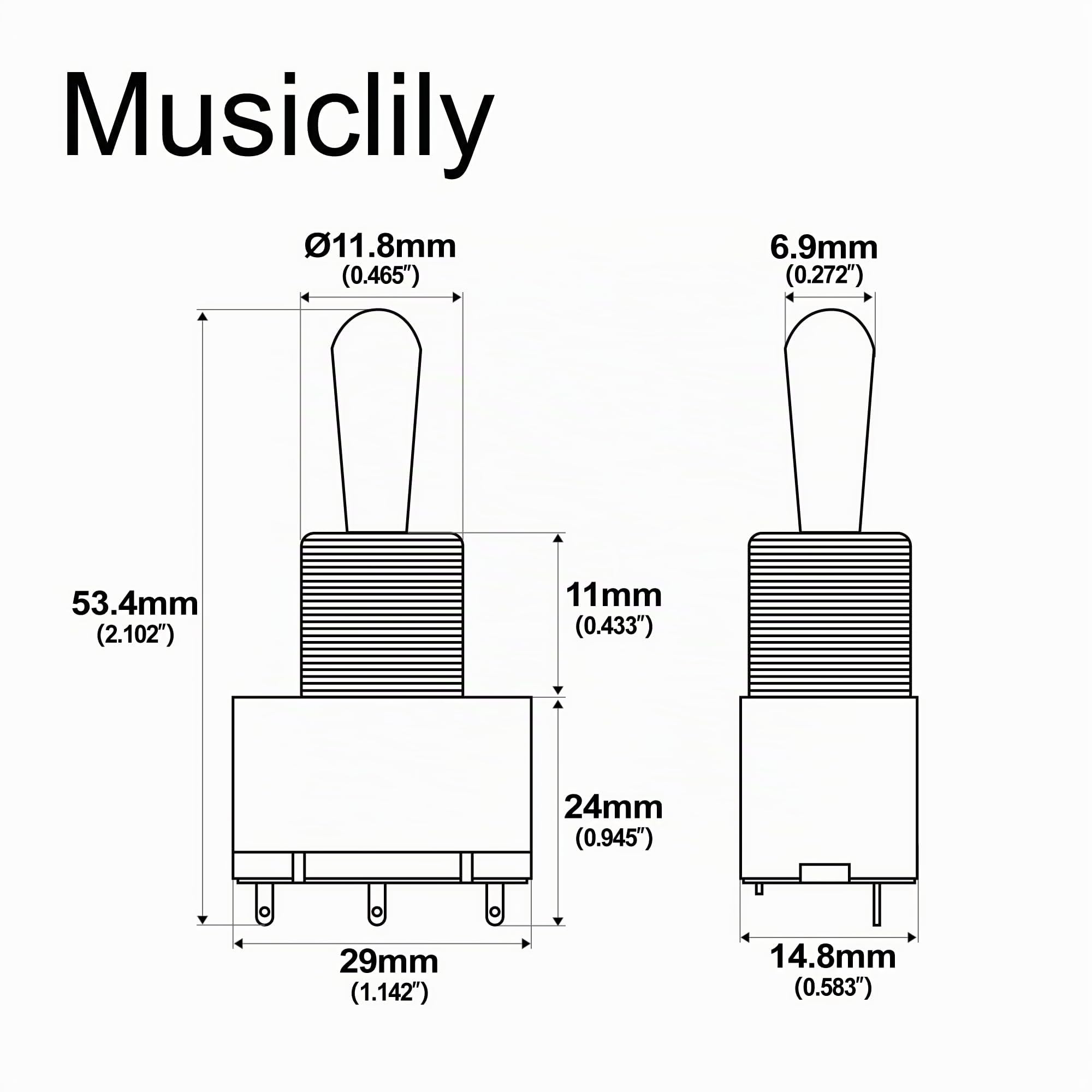 Musiclily Pro Selettore Scatoletta 3 Posizioni Metallo Pieno Toggle Switch per Chitarra Elettrica, Cromato