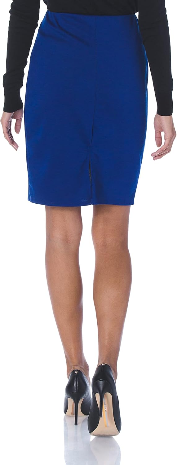 Star Vixen Women's Below-Knee Pencil Skirt with Back Slit, Royal, Large - Image 2