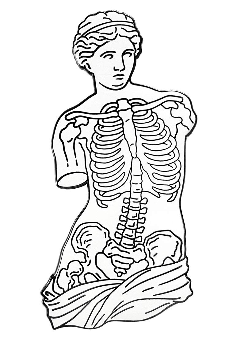 PinsanityVenus de Milo Skeleton Statue Enamel Lapel Pin Brooch, 1.75 inch, Metal