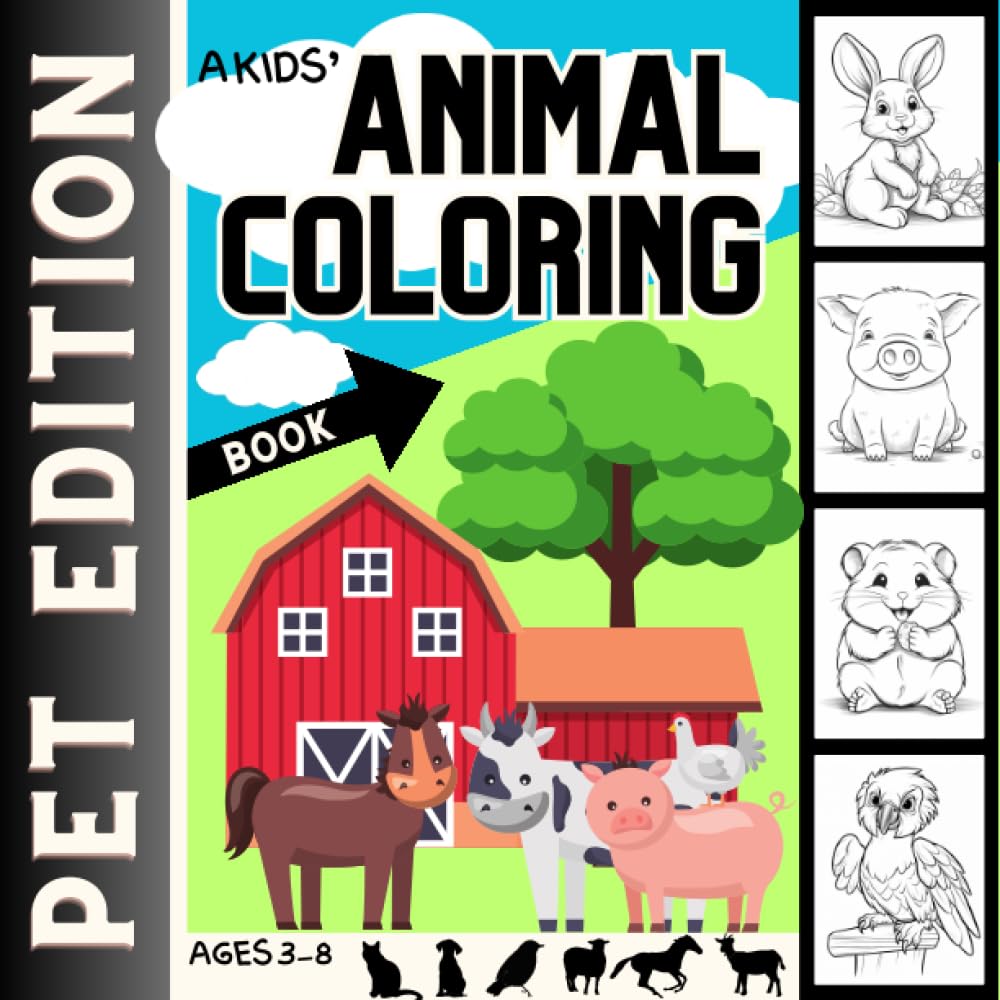 A kids animal colouring book: Pet edition: A Delightful Coloring ...
