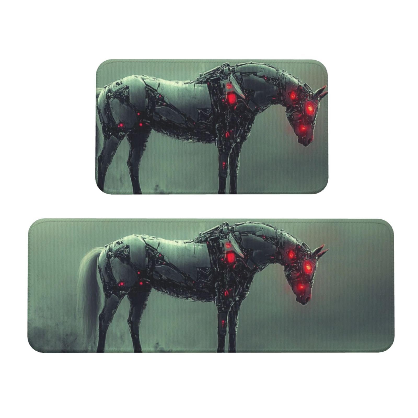 Tapetes de cocina acolchados y cómodos de metal con ojos rojos, juego de 2 para el hogar