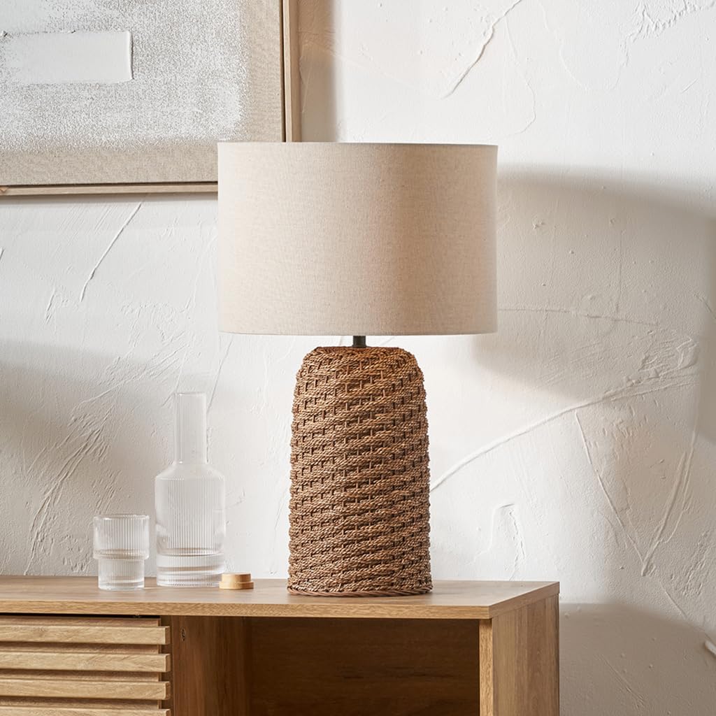 Ruma Unisex Brown Woven Seagrass Table Lamp