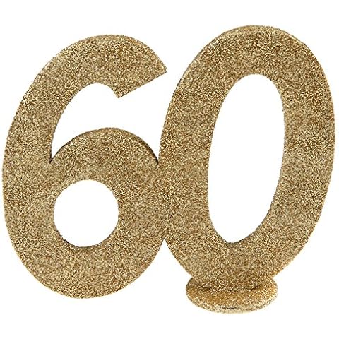 cama24com XXL Tischdeko Zahl 60 Geburtstag Gold Glitzer 1 Stück Party-Deko Palandi® Cover
