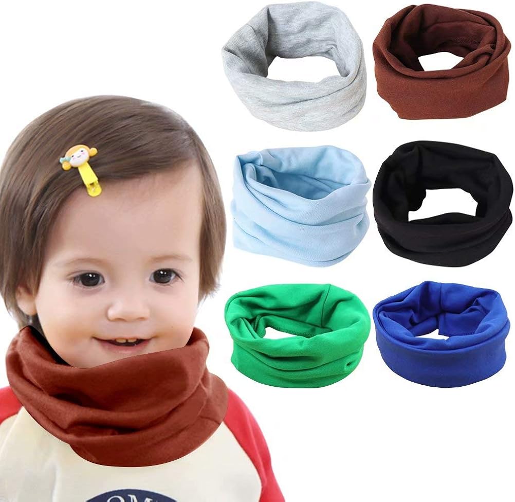 6Pcs Toddler/Kids Face Scarf Bandanas Cotton Wrap Balaclava Neck Gaiter Headband