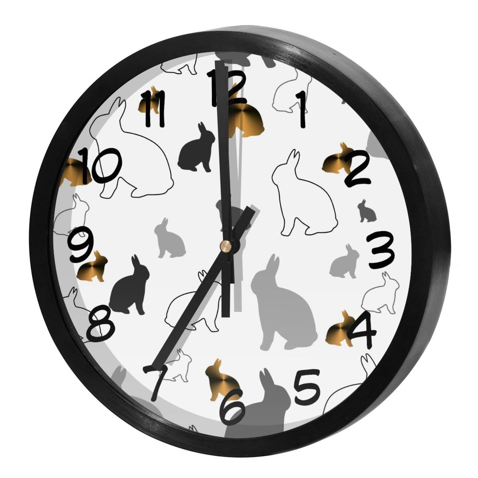 Horloge murale pour cuisine bureau et école motif Lapin Doré
