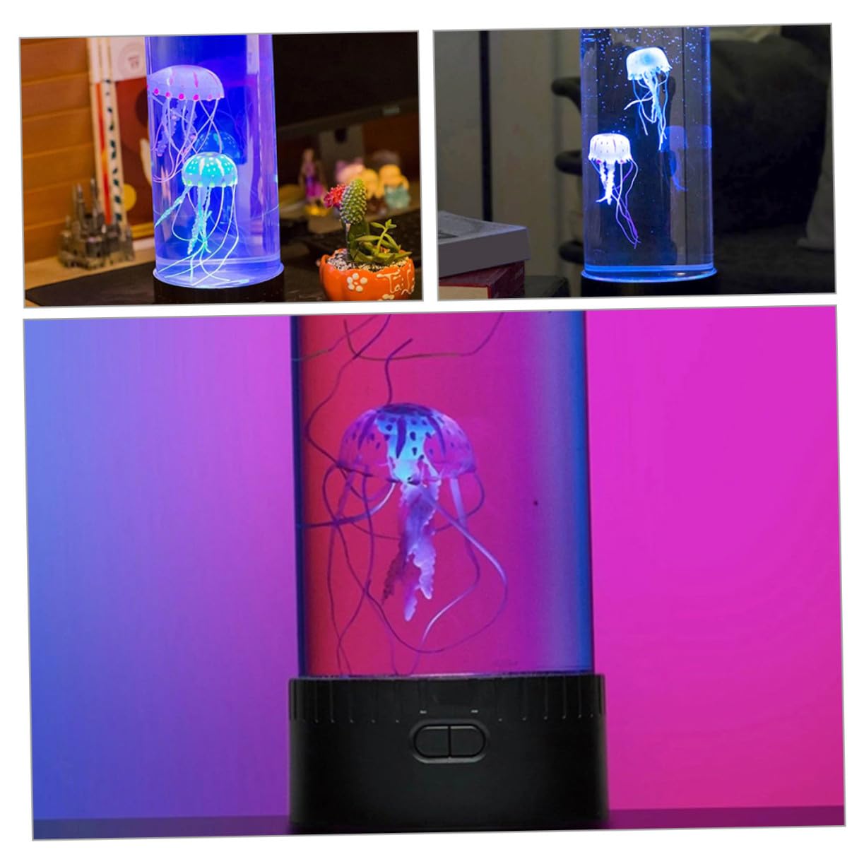 Lámpara de Noche LED de Medusa para Dormitorio Luz Azul Calmante y Cuerpo de Acrílico Cable USB para Decoración y Ambiente Relajante