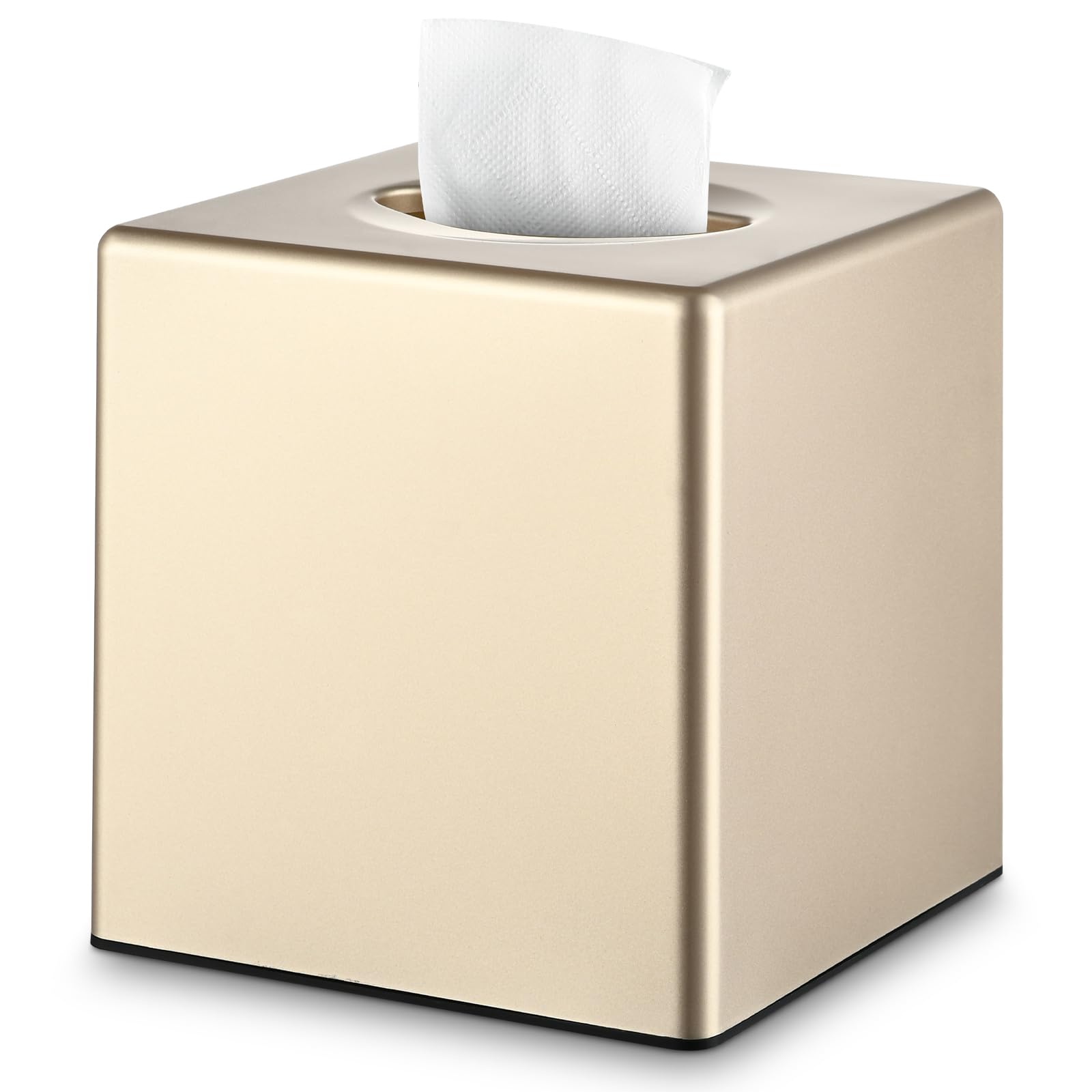 Y-in Hand Tissue Box Cover, Square Facial Tissue Holder Storage for Bathroom Vanity, Countertops, Dressers, Night Stand, Parlors and Offices - Champagne Gold