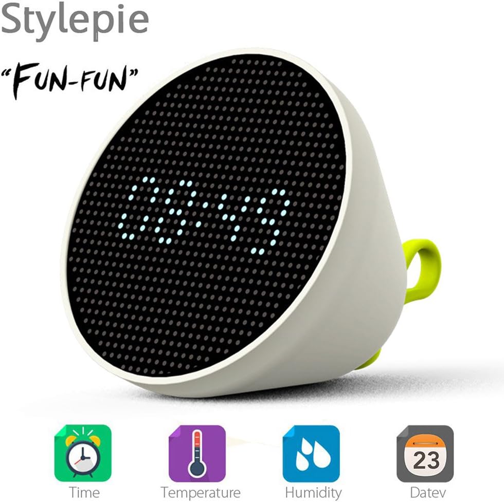Stylepie FUN-FUN LED Warm White Night Light Multifunctional Clock Time Date Temperature Humidity Display- WHITE
