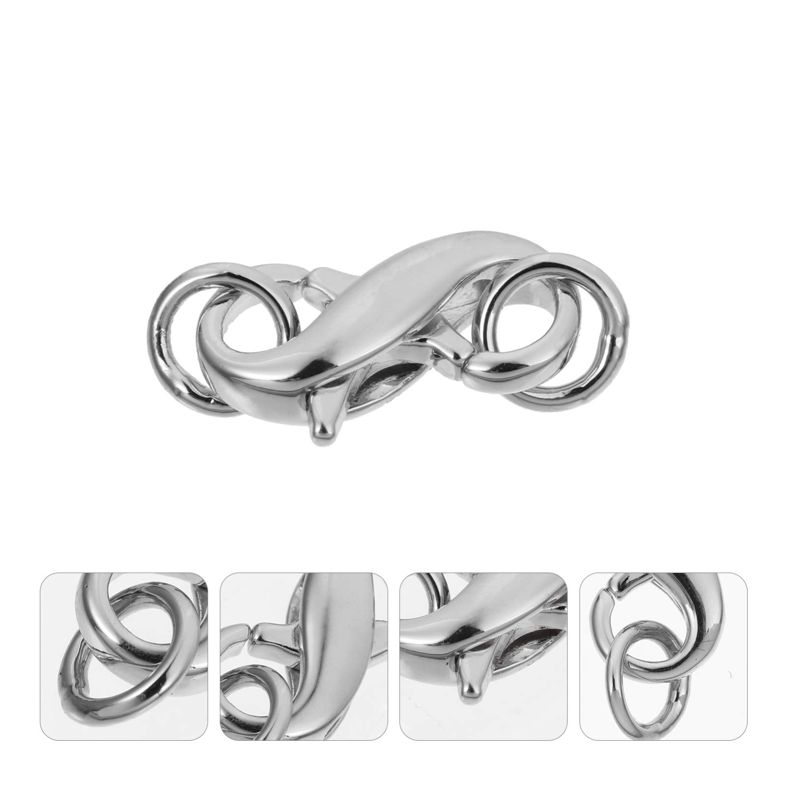 4 Stuks Karabijnsluiting met Dubbele Opening, Verlengstuk met Dubbele Karabijnsluiting Sluitingen en Sluitingen voor Het Maken van Sieraden voor Het Maken van Sieraden (Zilver en Goud