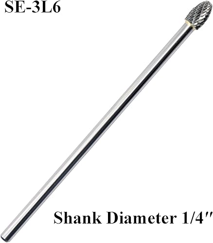 Miniatura 6 de SE-5L6 Rebaba de carburo de tungsteno alargada archivo rotatorio ovalado forma de huevo doble corte con vástago de 14 '' para broca de amoladora