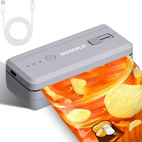 Mini Bag Sealer Rechargeable Chip Bag Sealer Handheld Heat Sealer and Cutter Machine Sealer Portable Bag Resealer with 1300mAh Battery for Plastic Snack & Chip Bags, Food Saver, Gift