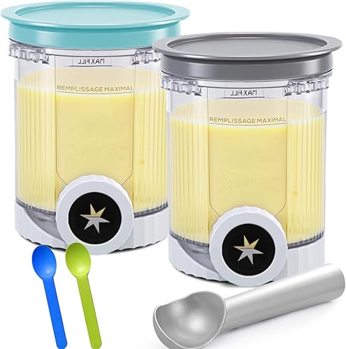 Gropecan Pintas y tapas para Ninja Swirl, paquete de 2, contenedores de helado cremoso, tazas, frascos, tubos, botes, recipientes para batidos,