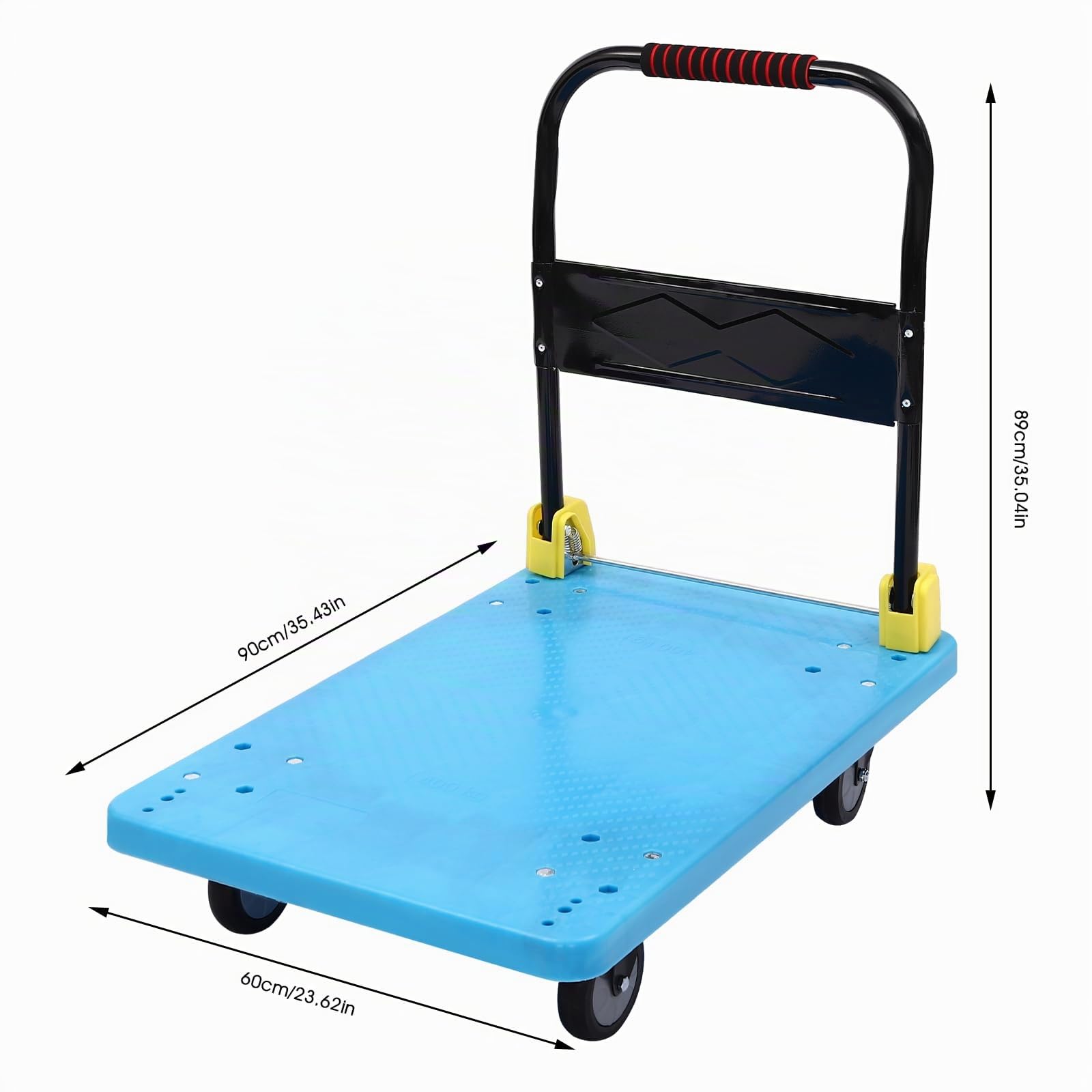 Carrito plegable resistente de 400 kg con 4 ruedas, carrito de equipaje portátil para viajes, uso personal, mudanzas y oficina (azul)