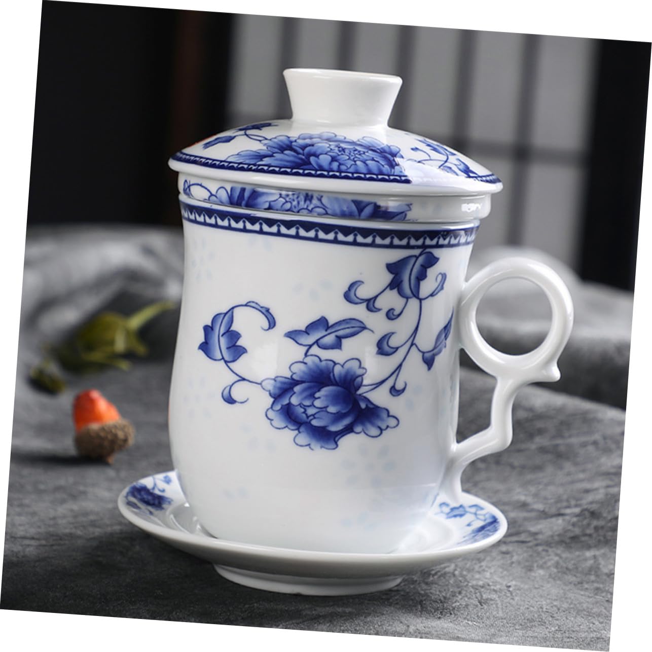TOYANDONA Keramik Teetasse Mit Deckel Und Sieb Chinesische Teetasse Mit Untertasse Tee Tassen Untertasse Set Für Grünen Tee Jasmintee Oolong Zuhause Büro Restaurant Hotel