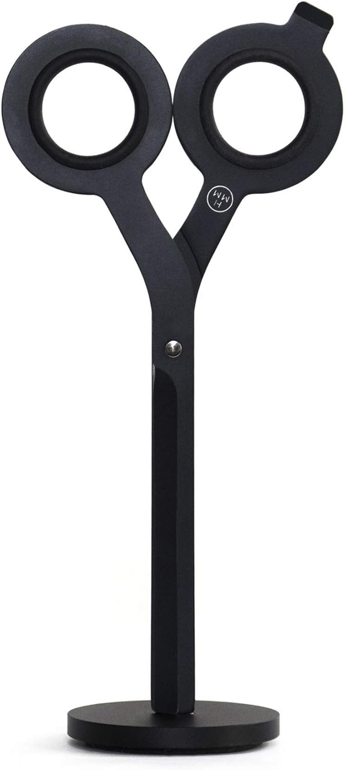 HMM Stainless-Steel Scissors with Integrated Box-Cutting Tool & Base - Black