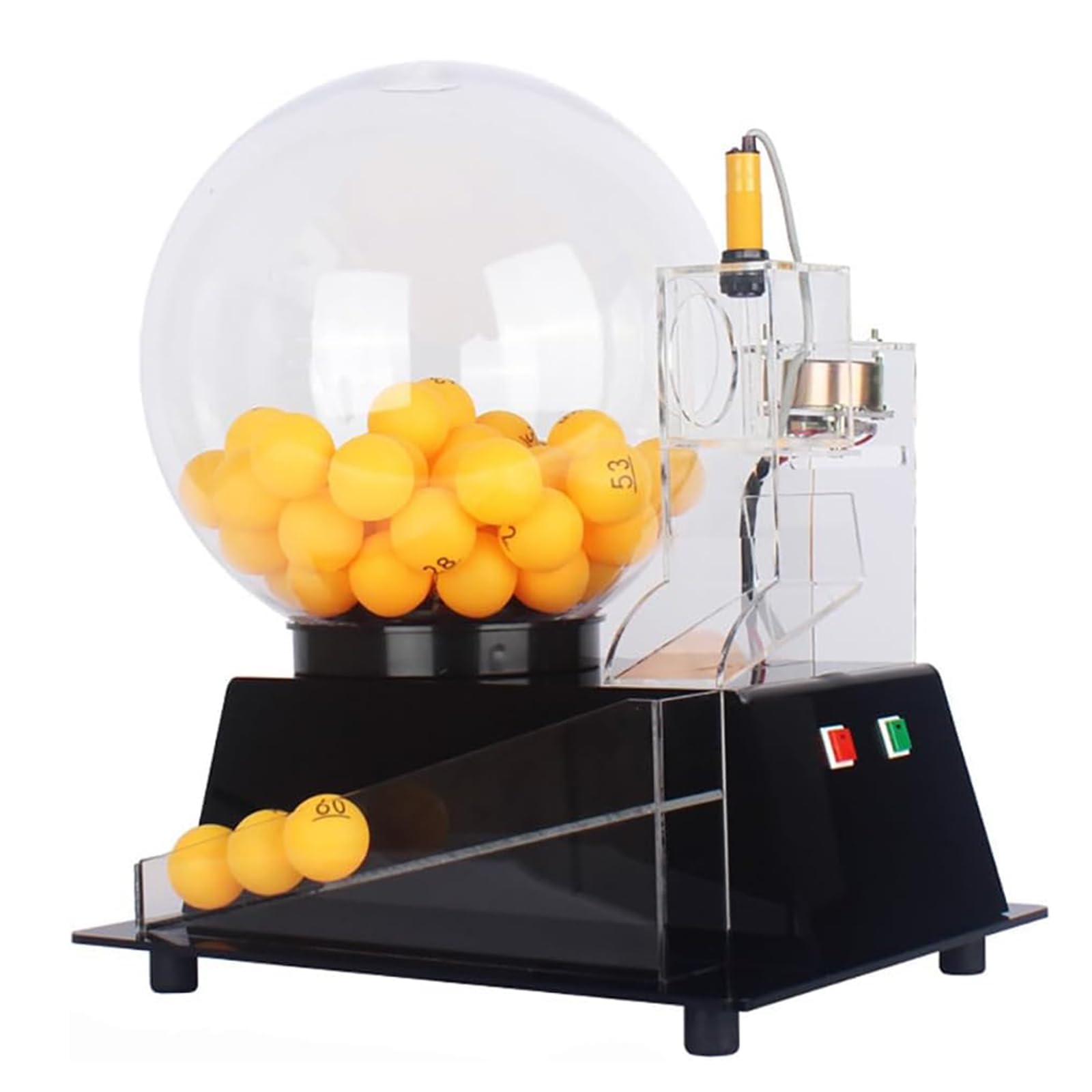 HTDRE 60-Ball Automatic Lottery Drawing Machine |Transparent Bingo Cage Set for Entertainment Venues | Acrylic Balls | Fun & Excitement