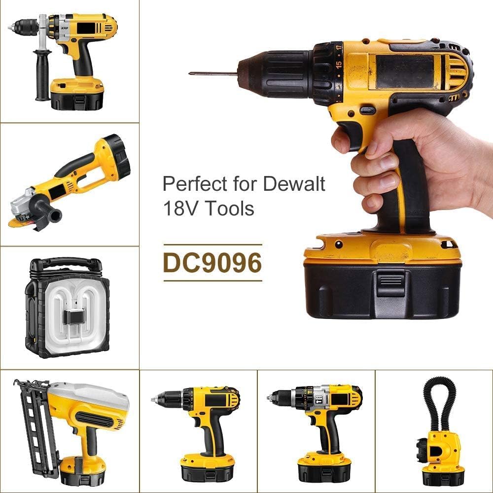 2 Pièces Batterie de Remplacement 18V 4500mAh Ni-MH pour Dewalt 18V
