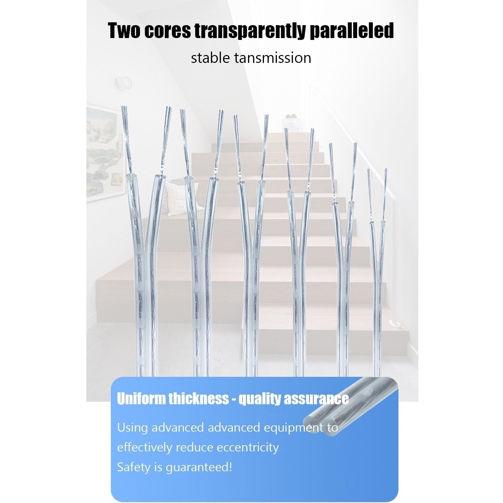 Cavo Elettrico Trasparente In Rame Stagnato, Certificato UL, 18/20/22/24/26/28 AWG, 300V, Doppio Cavo Elettronico Parallelo, Adatto Per Insegne LED E Cavi Di Alimentazione(33ft,24AWG)