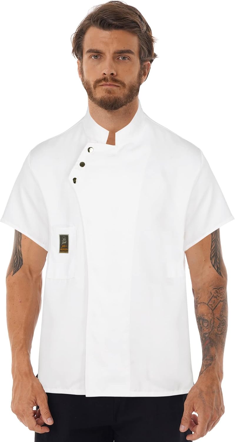 Freebily Mens Short/Long Sleeve Chef Coat Jacket Restaurant Kitchen Cooking Chef Work Uniform