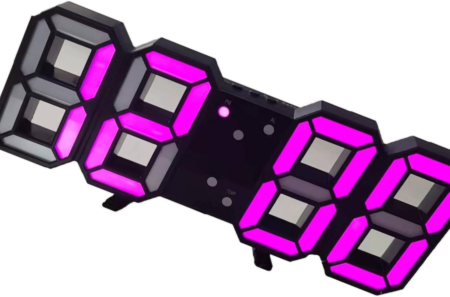 LED Table Clock, 3D LED Wall Clock, Minimalist Wall Mounted Alarm Clock for Home Livingroom Office (Black Font P Ink Letter)