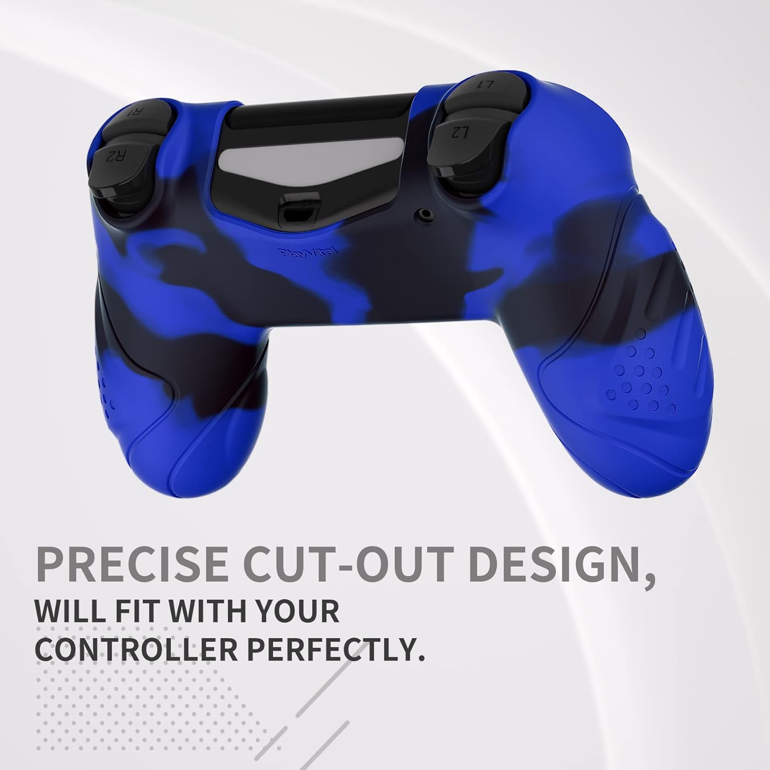 PlayVital Guardian Edition Blue & Black Ergonomic Soft Anti-Slip Controller Silicone Case Cover for ps4, Rubber Protector Skin with Joystick Caps for ps4 Slim/Pro Controller - Image 5