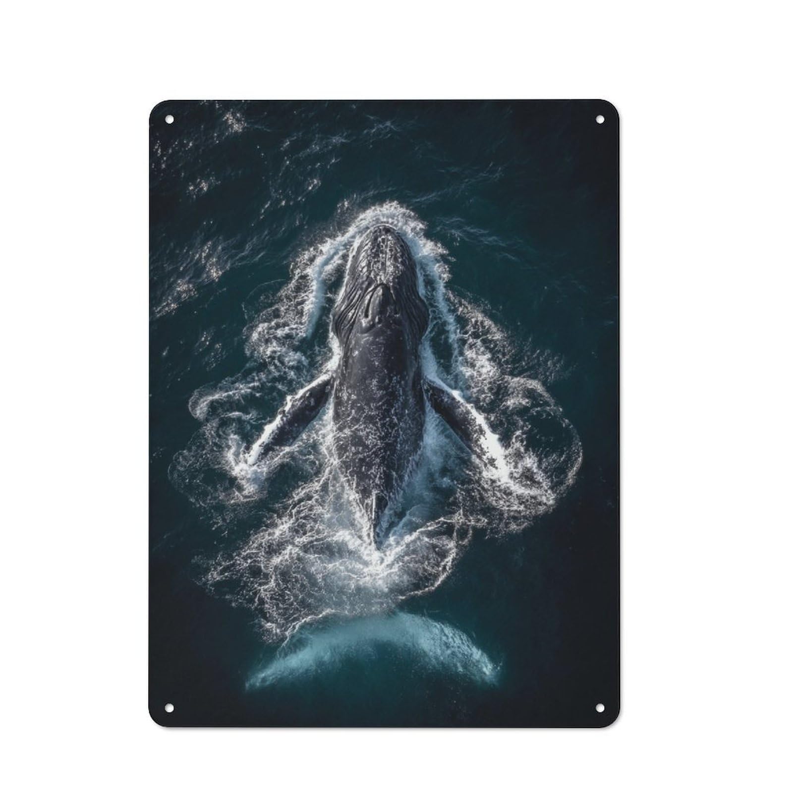 Junmoney Whale Swimming In Ocean Tin Wall Plaque 40X30cm With For Home Bar Wall, A Decorative Christmas Gift For Hosts Who Enjoy Retro Interiors