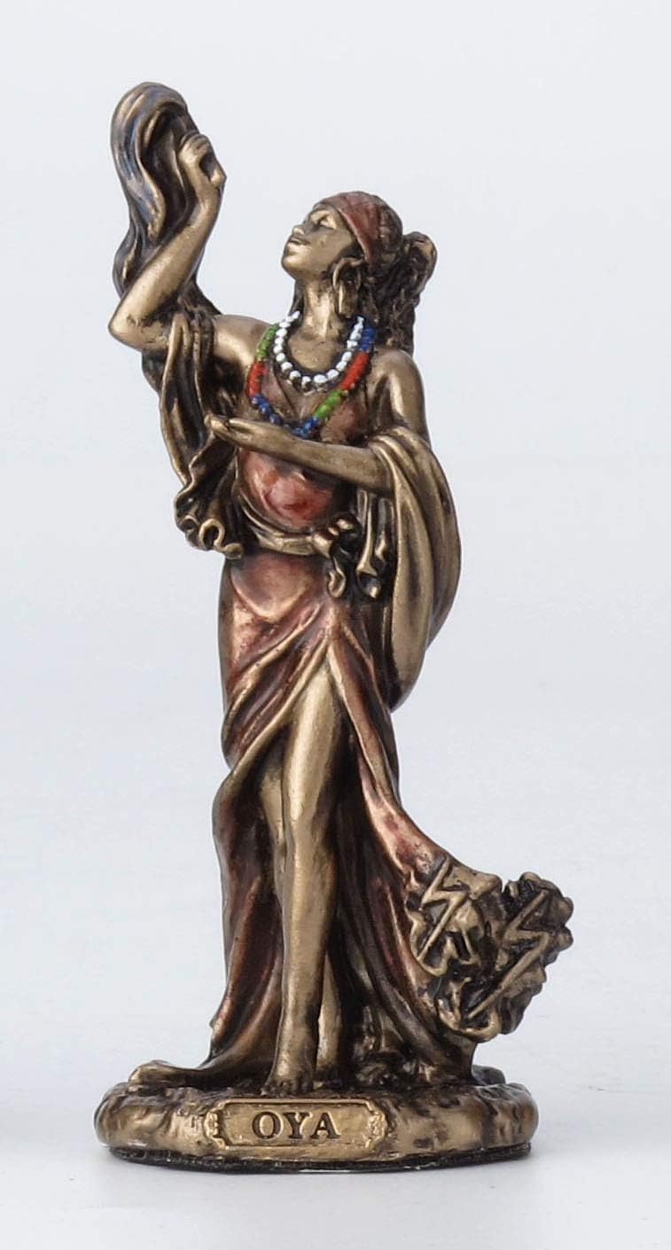 Veronese Design 3 7/8 Inch OYA -Santeria Orisha Goddess of Wind, Storm and Transformation Cast Resin Hand Painted Antique Bronze Finish Statue Home Decor