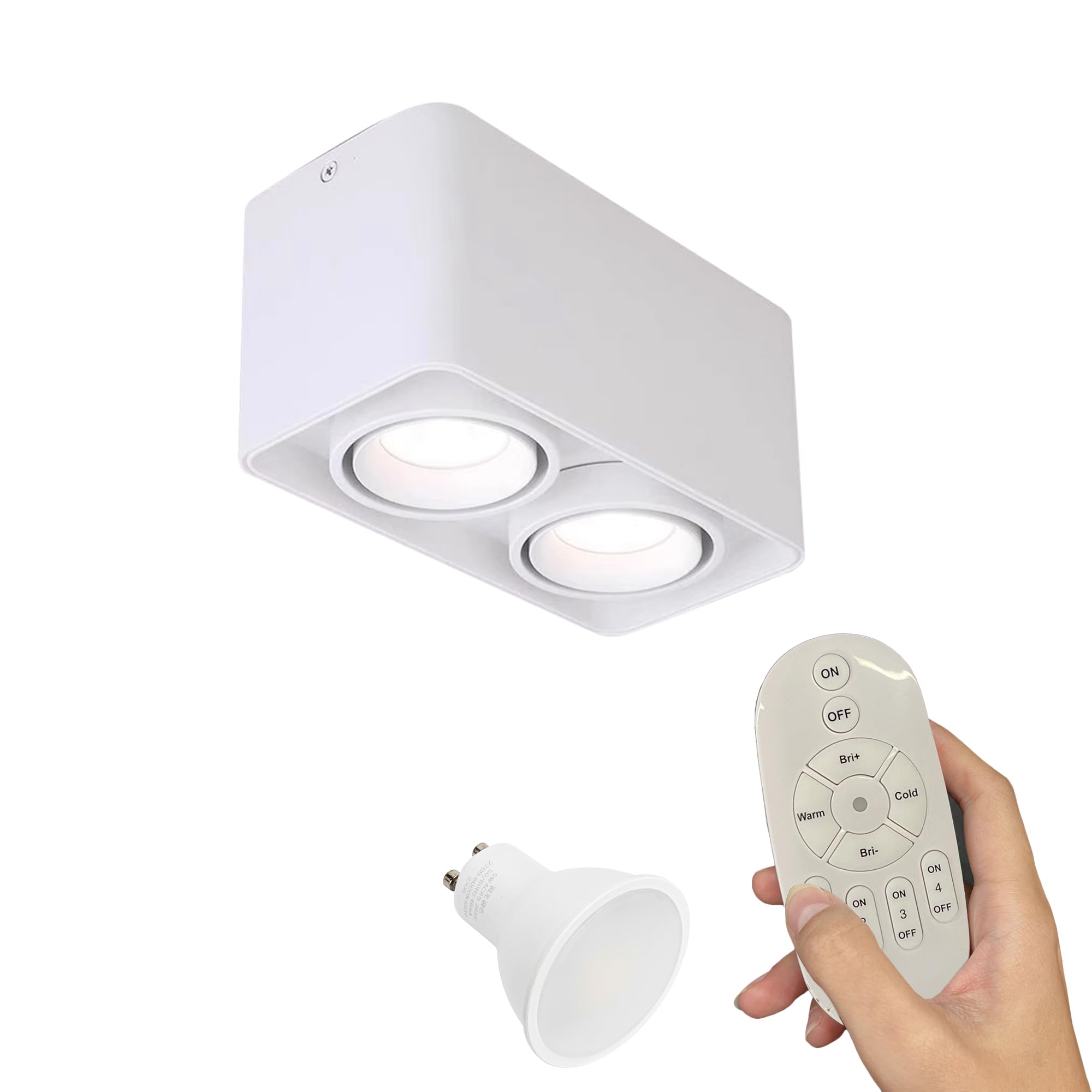 LED Deckenspot Aufbauspot Dimmbar, Aufputz Spots Deckenstrahler aus Aluminium Downlight, Weiß Aufbaustrahler Schwenkbar 230V 7W mit Fernsteuerung für Küche Wohnzimmer Schlafzimmer XDD894