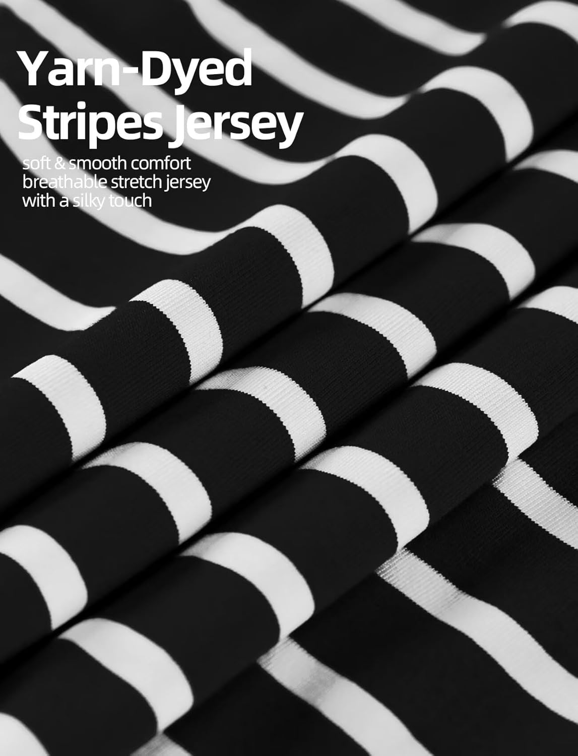 Zengjo Striped Turtleneck Women Long Sleeve Fitted High Neck Top Lightweight Soft Stretchy - Image 6