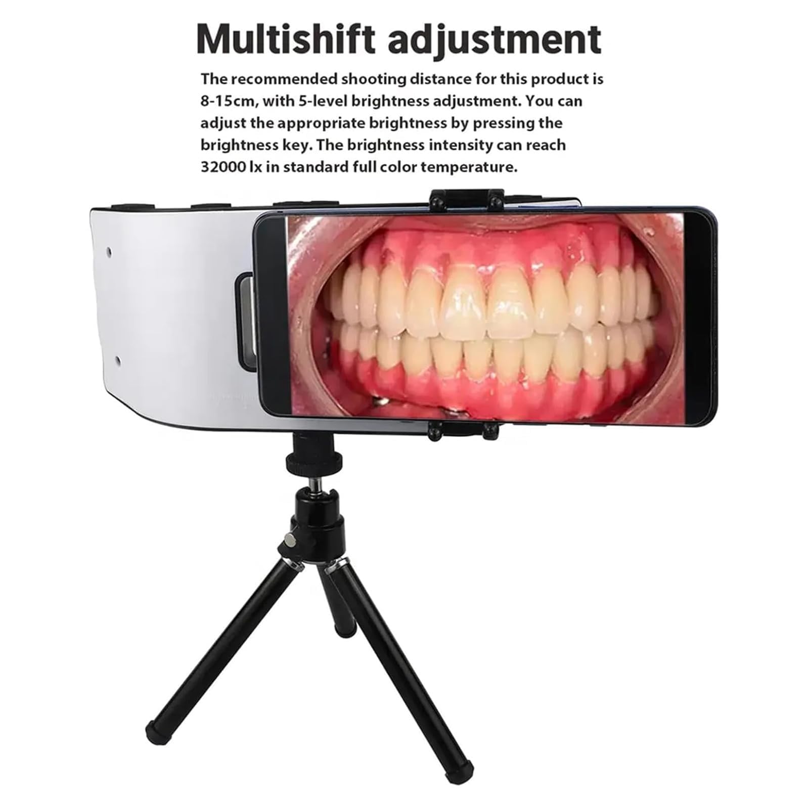 Luz de fotografía dental móvil, control de brillo de 3 engranajes, soporte extraíble para tratamiento de odontología, clínicas, hospitales
