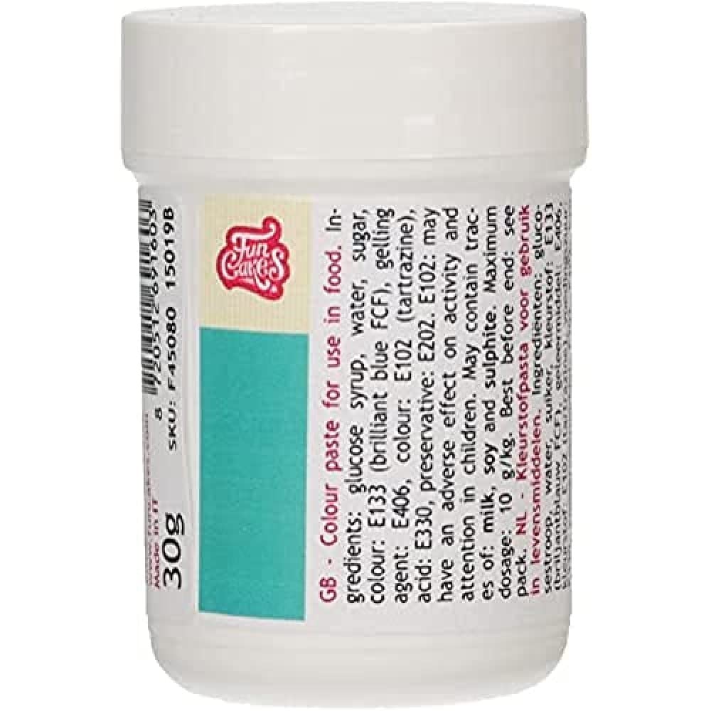 FunCakes Food Colour Paste Turquoise; Concentrated Food Colouring Paste for Batter, Cream, Fondant, Marzipan, Dough, Modelling and Flower Paste. Halal and Kosher. 30 g