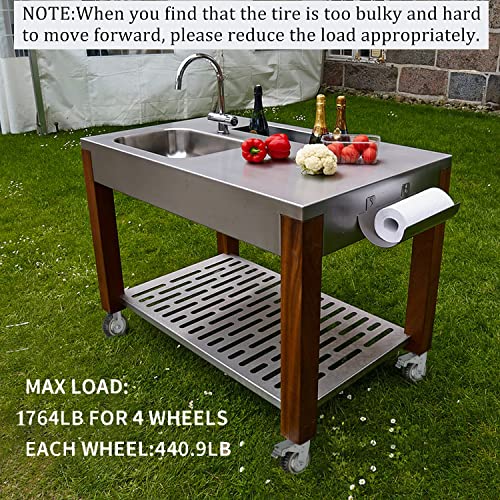 uyoyous 8 Inch Solid Caster Wheels Casters Heavy Duty Anti-Skid Polychloride Rotating Caster Wheels with 360 Degree Bearing Castors Top Plate with Brake 2 Fixed,1760 lbs Capacity