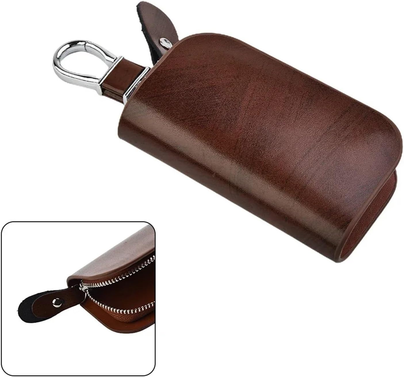 Black/Brown Car Key Case Remote Leather Housing Anti Scratch Cover Bag Pouch Key Protector Auto Accessories(Black)