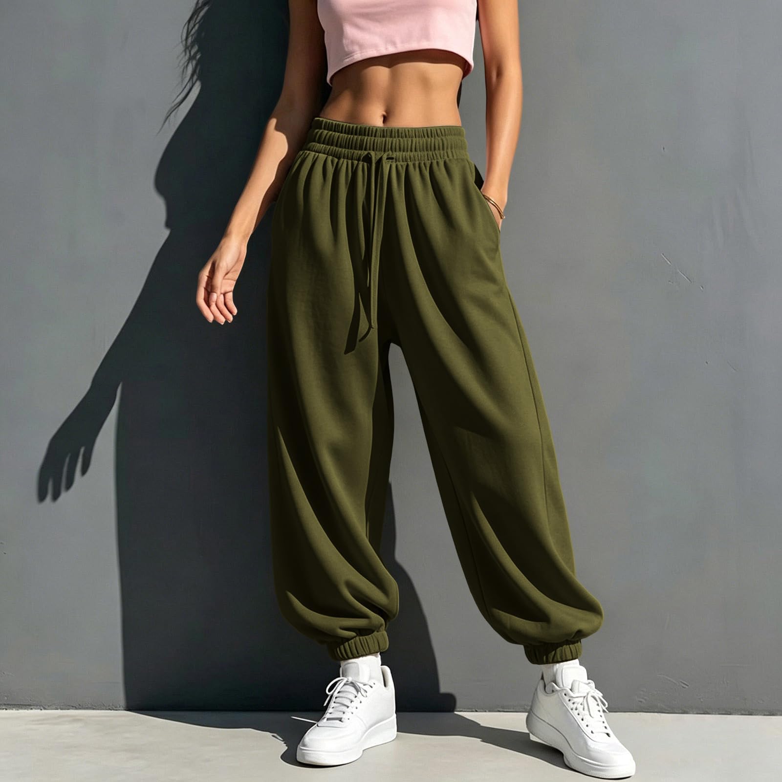 Sporthose Lang Leggings Blickdicht Hosen Für Damen Laufhosen Hohe Taille Dehnbar Lounge Weite Lose Sporthose Elegante Traininghose Mit Taschen Baggy Weitbeinige Hose Freizeithose