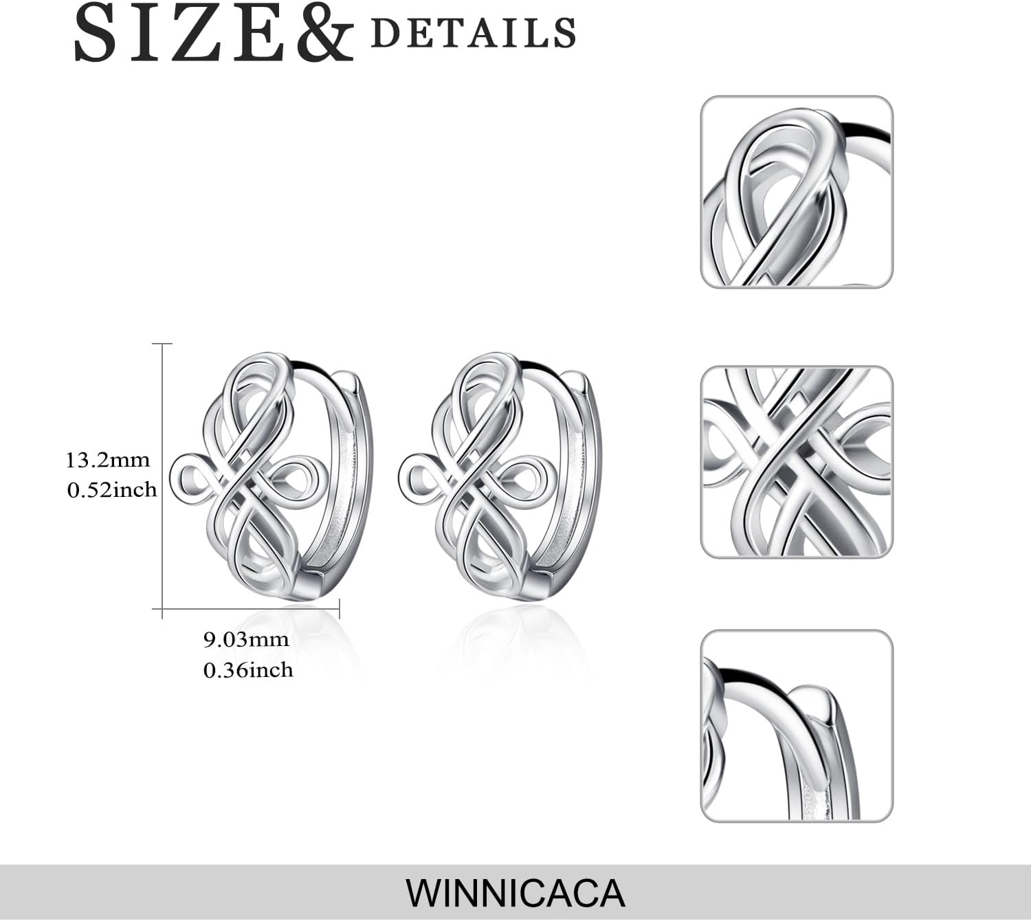 WINNICACA Celtic Earrings for Women 925 Sterling Silver Triangle Celtic Knot Huggie Hoop Earrings Irish Jewelry Gifts for Women Daughter Her Wife Mom Anniversary Birthday Christmas