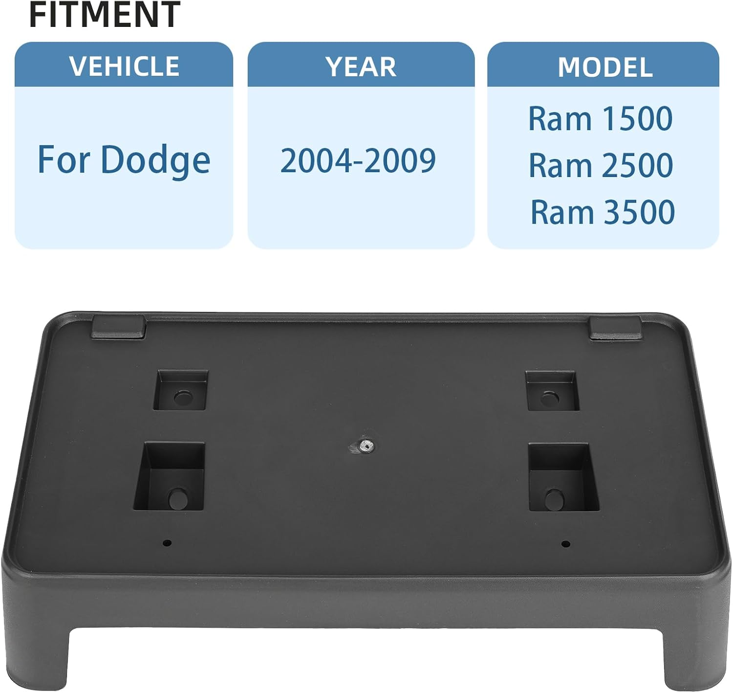 Front Bumper License Plate Frame Bracket Holder Compatible for 2004 2005 2006 2007 2008 2009 Dodge Ram 1500 2500 3500 55077158AE CH1068110