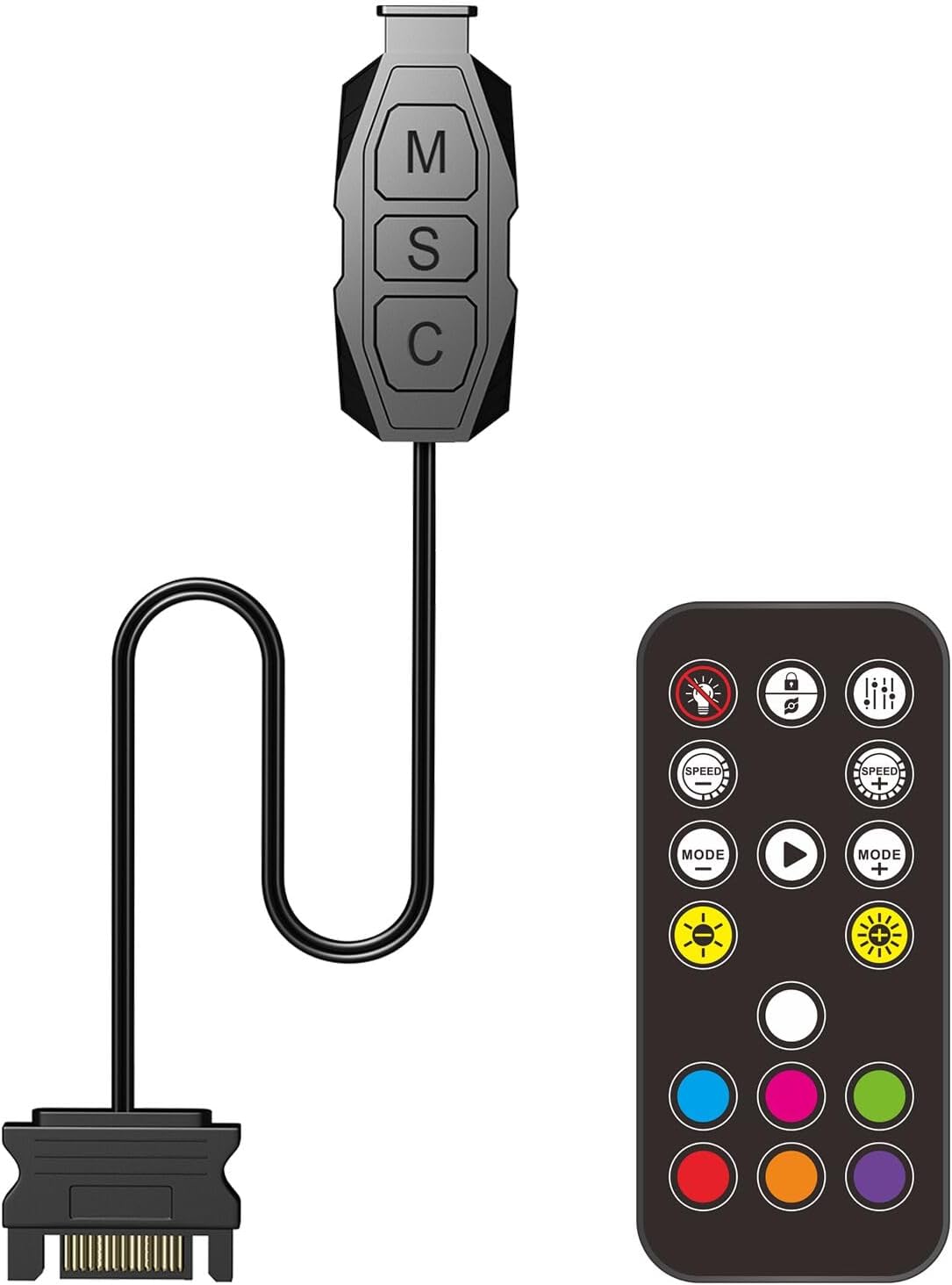 HECCOOLING ARGB Controller Kit 5V 3PIN Aura PC RGB Hub With SATA Power Supply and 17 Key Remote for Computer Fans